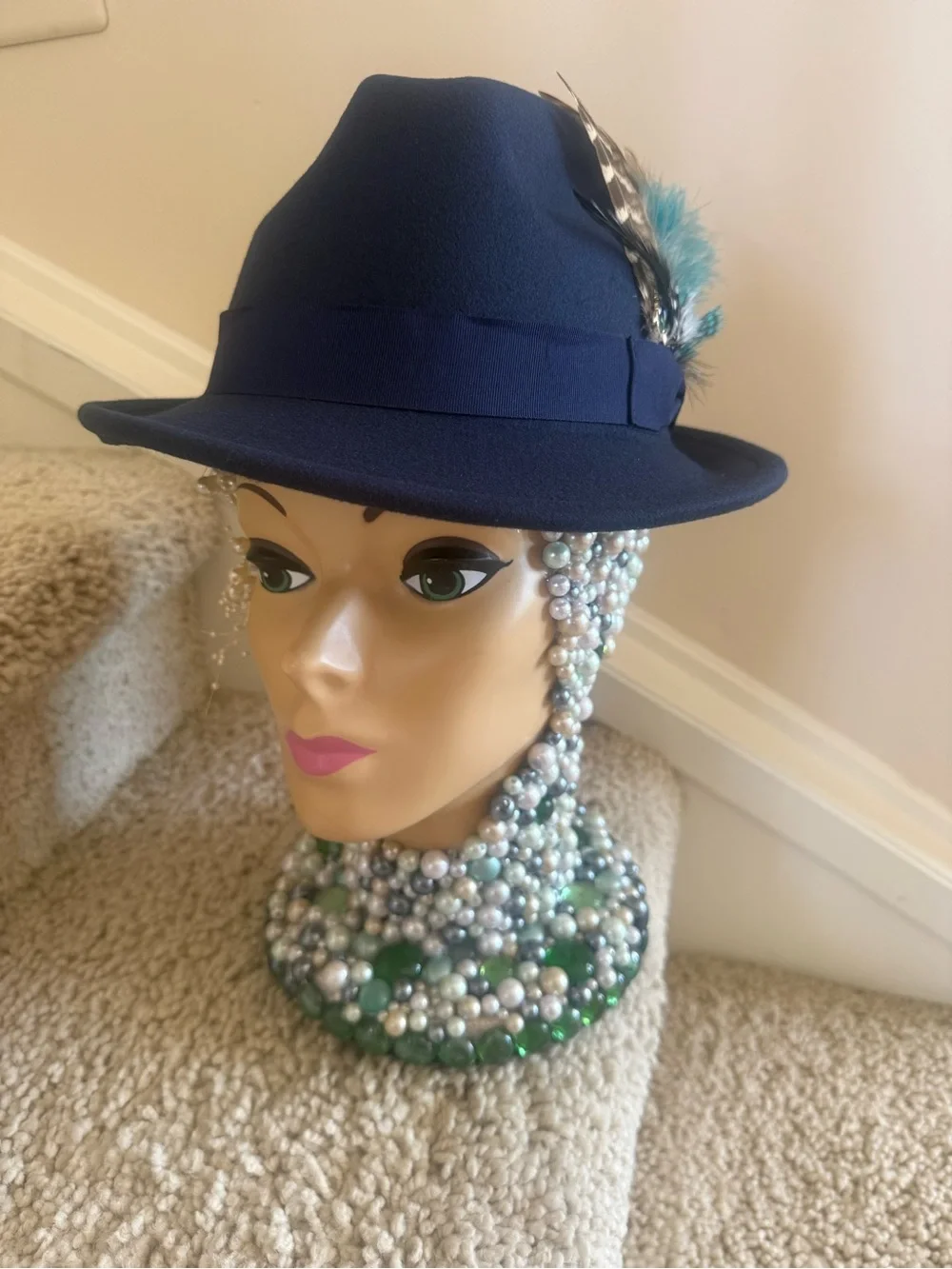 Women’s Navy Fedora Hat - Classic Felt Trilby